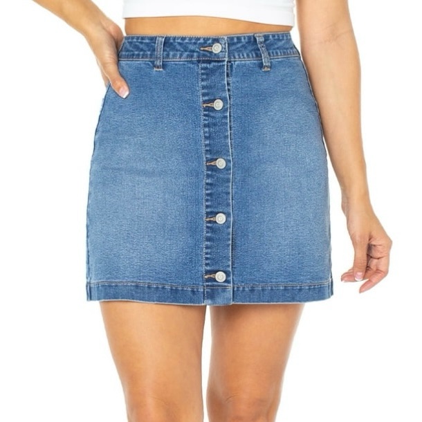 Celebrity Pink Buttoned Front Denim Skirt